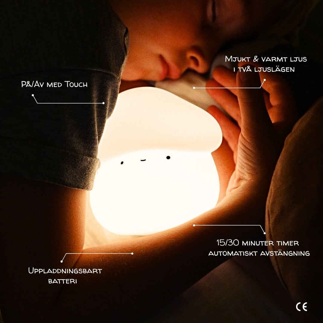 Skogssvampen │  Mjuk Nattlampa med timer & touch