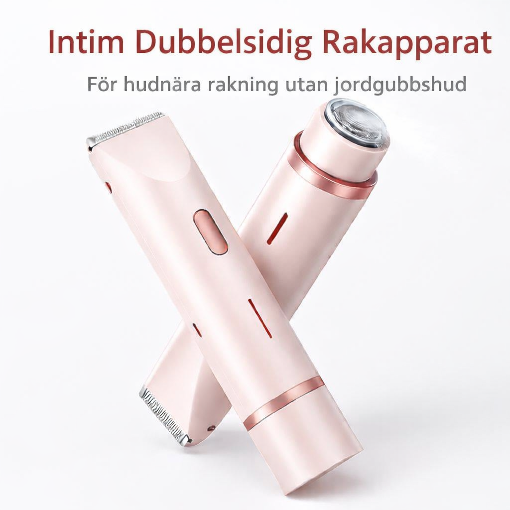 Dubbelsidig rakapparat för silkeslen intim rakning