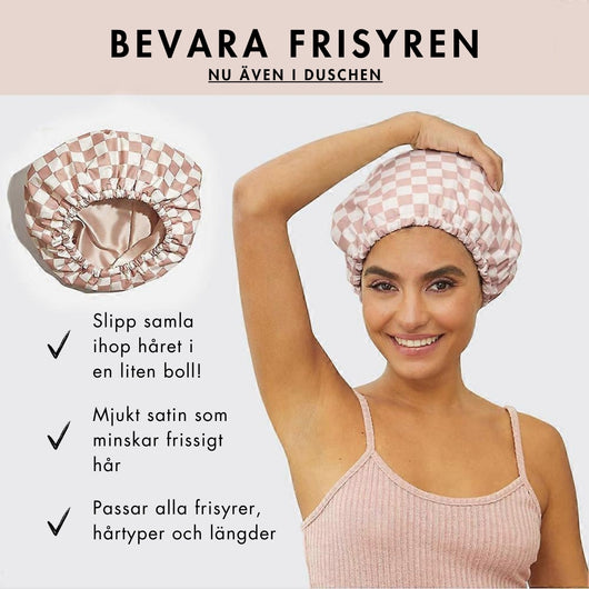 Den Satinklädda Flexi Duschmössan | Skyddar ditt hår mot Friss, Fukt & Fluff