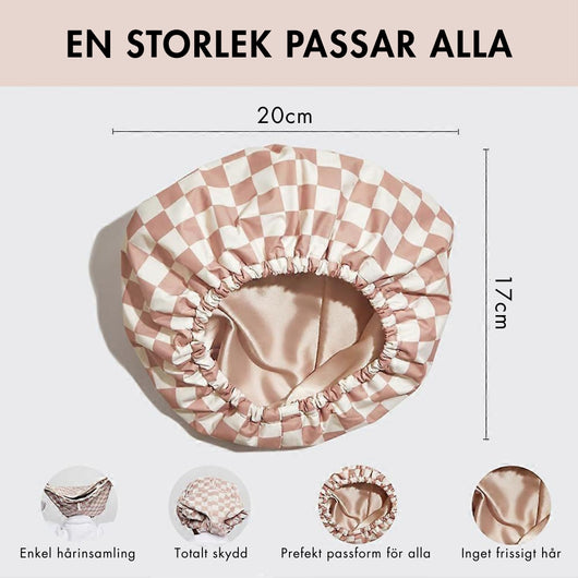 Den Satinklädda Flexi Duschmössan | Skyddar ditt hår mot Friss, Fukt & Fluff